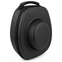 SÖL & CO Voyager Hat Travel Case, front view, black vegan leather exterior